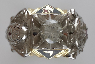 Royal Order of Jesters Ring, 10K OR 14K GOLD, OPEN OR SOLID BACK, 1CT CZ #6